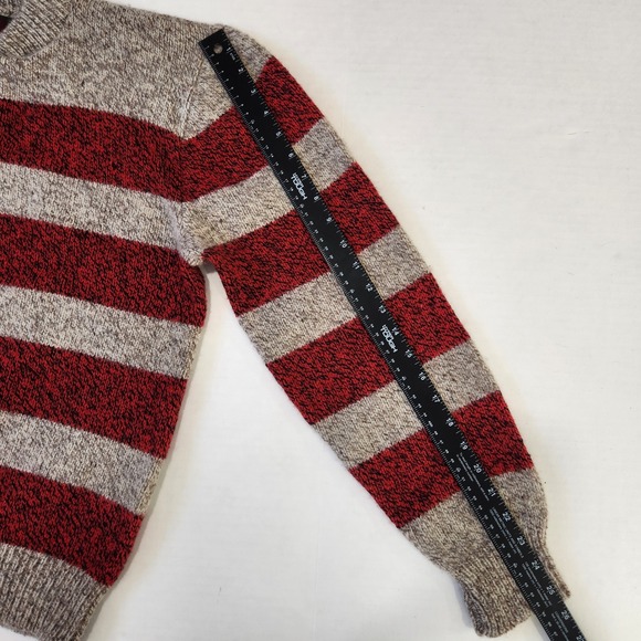 High Sierra Vintage Wool Pullover Sweater Mens Size L Oatmeal Red Striped - Picture 8 of 9